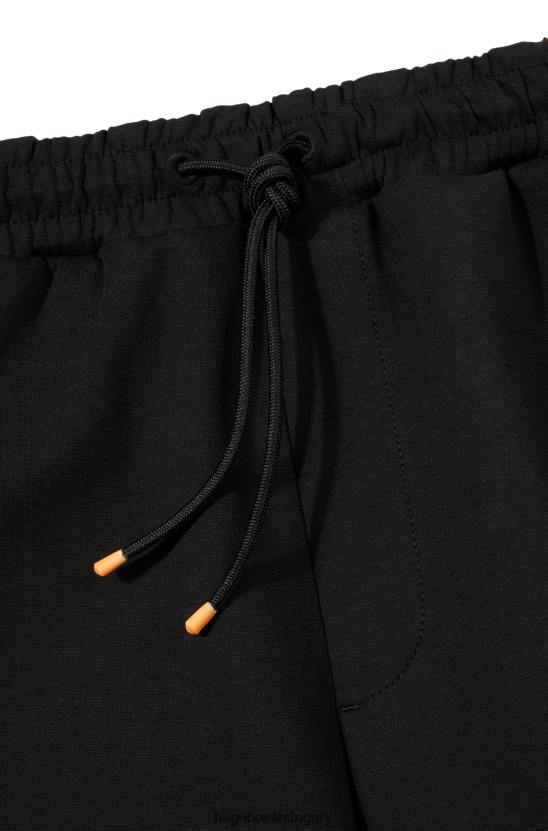 Hugo Boss fekete hugo pamutkeverékes tréningruha alsó, logószalagos betétekkel 80P61286 fekete