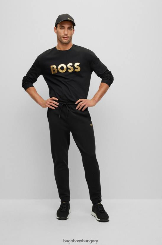 Hugo Boss fekete hugo pamutkeverékes tréningruha alsó metál logóval 80P62237 fekete