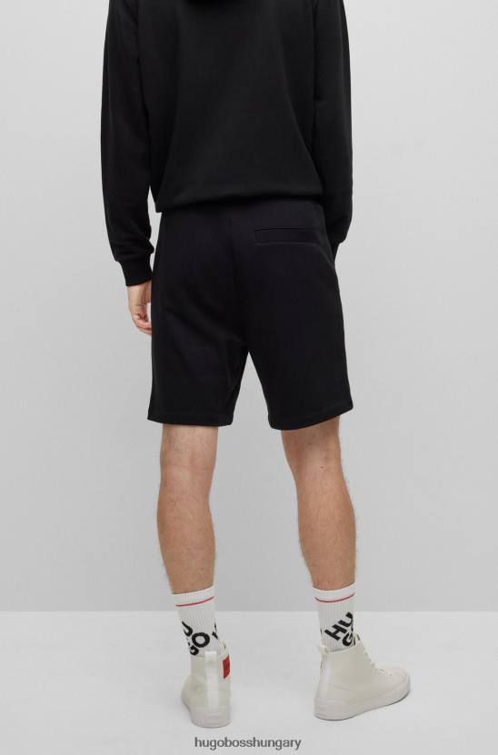 Hugo Boss fekete, laza szabású frottír rövidnadrág keretes hugo logóval 80P62508 fekete