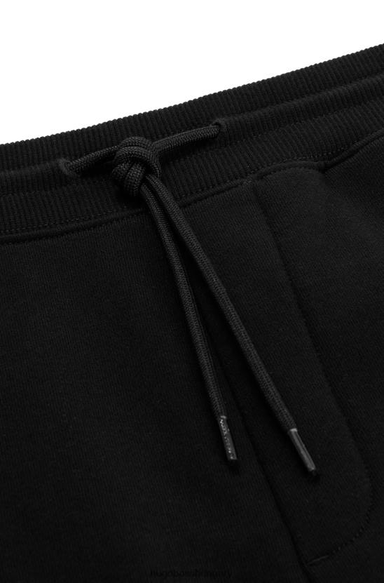 Hugo Boss fekete, laza szabású frottír rövidnadrág keretes hugo logóval 80P62508 fekete