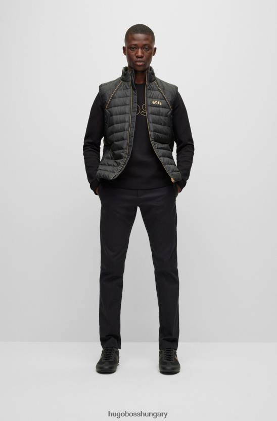 Hugo Boss fekete pamutkeverék normál szabású pulóver rácsos grafikával hugo 80P61817 fekete