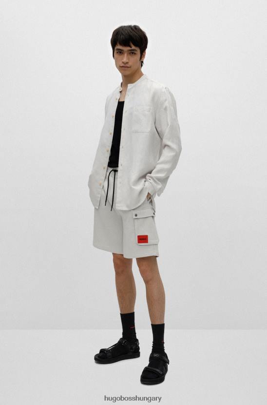 Hugo Boss francia frottír pamut rövidnadrág, piros logóval, világos bézs hugo felirattal 80P63743 világos bézs