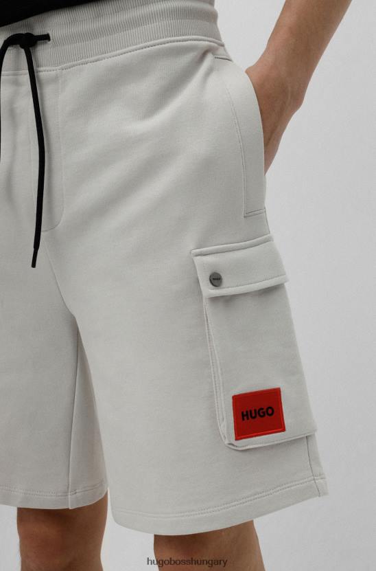 Hugo Boss francia frottír pamut rövidnadrág, piros logóval, világos bézs hugo felirattal 80P63743 világos bézs