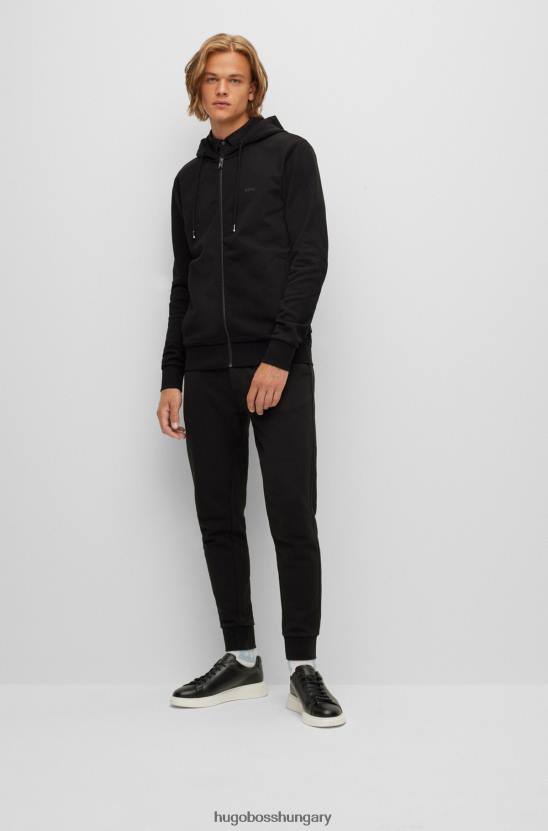 Hugo Boss hugo biopamut kapucnis pulóver gumimintás logóval fekete 80P63975 fekete