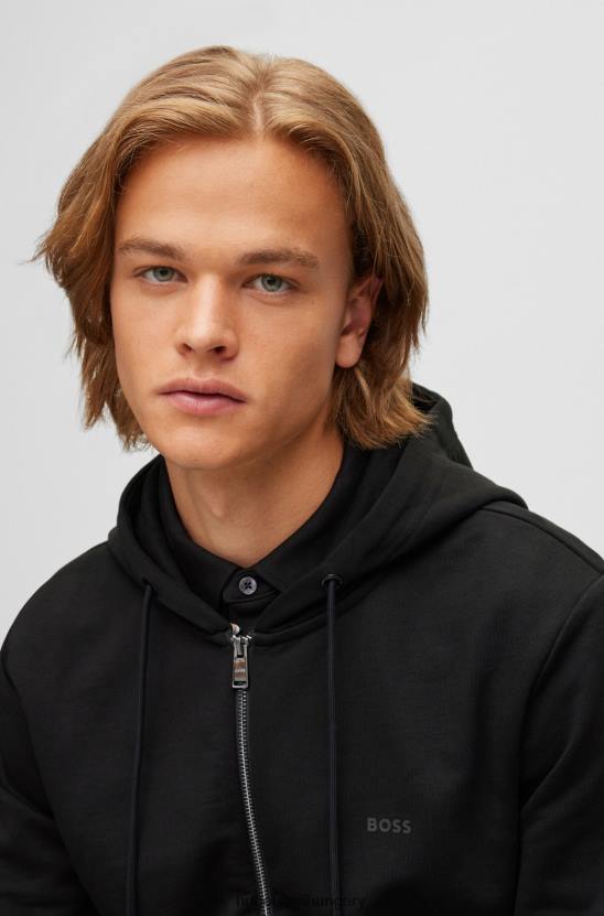 Hugo Boss hugo biopamut kapucnis pulóver gumimintás logóval fekete 80P63975 fekete