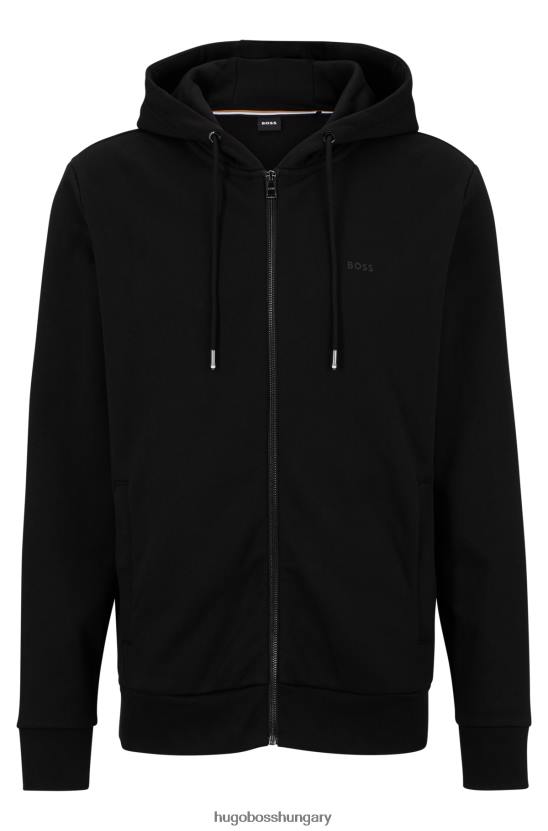 Hugo Boss hugo biopamut kapucnis pulóver gumimintás logóval fekete 80P63975 fekete