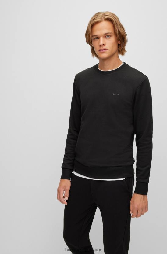 Hugo Boss hugo biopamut pulóver gumimintás logóval fekete 80P62257 fekete