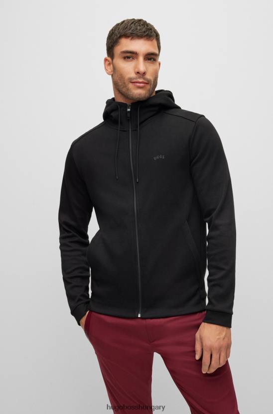Hugo Boss hugo fekete cipzáras kapucnis pulóver biopamutból logóval 80P61009 fekete