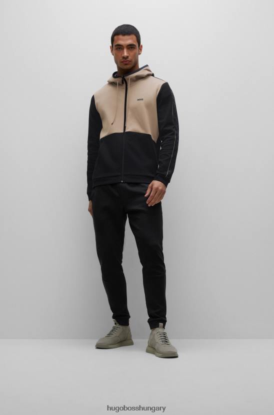 Hugo Boss hugo fekete pamutkeverék cipzáras kapucnis kapucnis logós szalagbetétekkel 80P61233 fekete