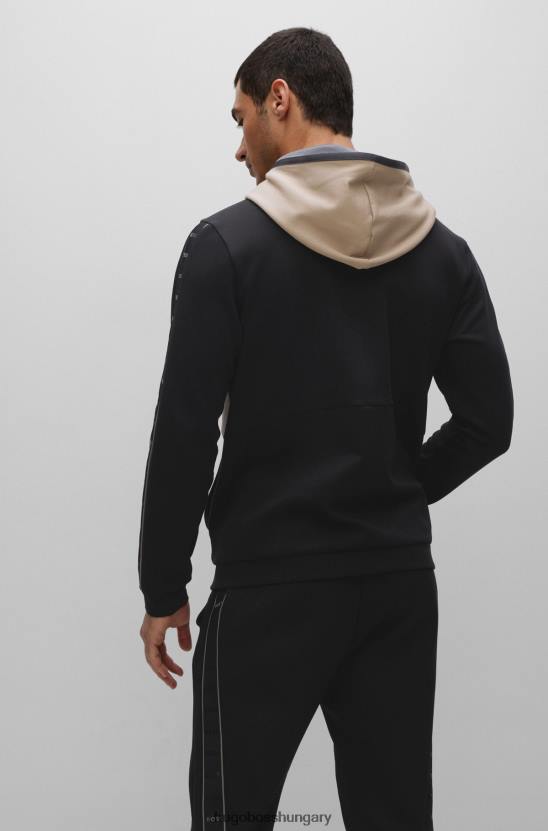 Hugo Boss hugo fekete pamutkeverék cipzáras kapucnis kapucnis logós szalagbetétekkel 80P61233 fekete