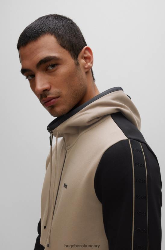 Hugo Boss hugo fekete pamutkeverék cipzáras kapucnis kapucnis logós szalagbetétekkel 80P61233 fekete