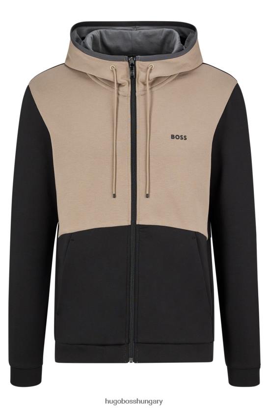 Hugo Boss hugo fekete pamutkeverék cipzáras kapucnis kapucnis logós szalagbetétekkel 80P61233 fekete