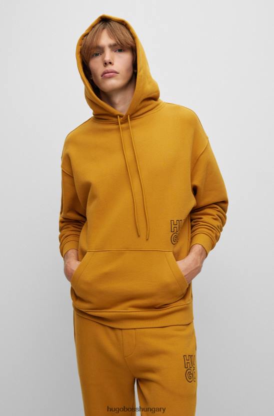 Hugo Boss hugo laza szabású kapucnis biopamutból, narancssárga halmozott logóval 80P64513 narancs