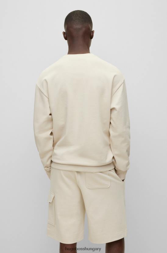 Hugo Boss hugo laza szabású pamut pulóver világos bézs graffiti logóval 80P61532 világos bézs