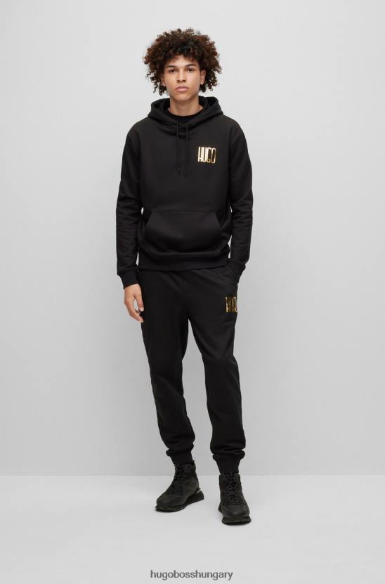 Hugo Boss hugo pamut frottír kapucnis kapucnis fekete logóval 80P63398 fekete
