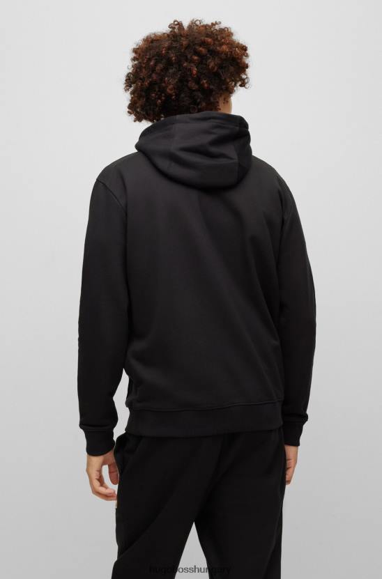 Hugo Boss hugo pamut frottír kapucnis kapucnis fekete logóval 80P63398 fekete