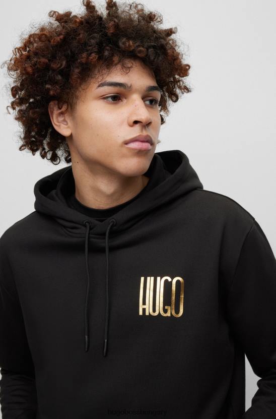 Hugo Boss hugo pamut frottír kapucnis kapucnis fekete logóval 80P63398 fekete