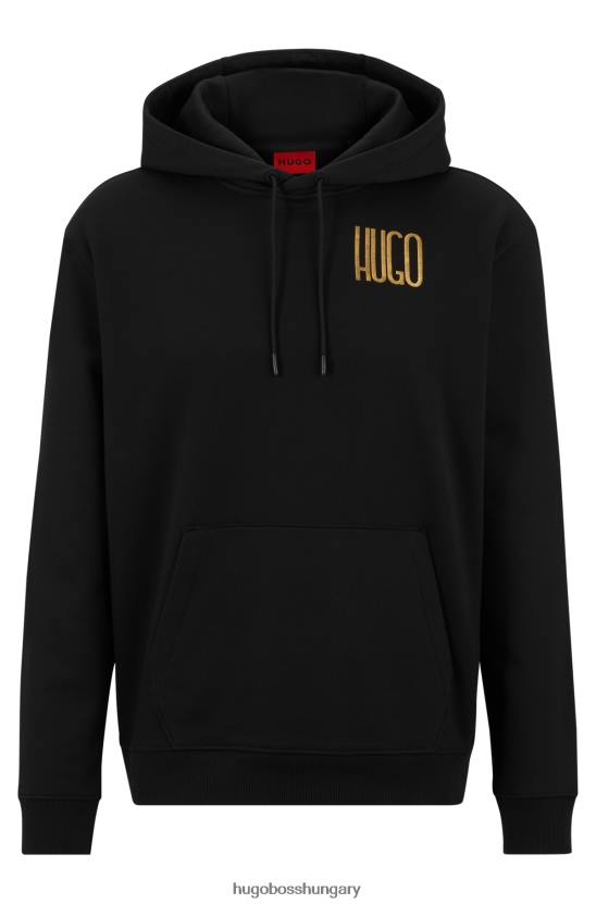 Hugo Boss hugo pamut frottír kapucnis kapucnis fekete logóval 80P63398 fekete
