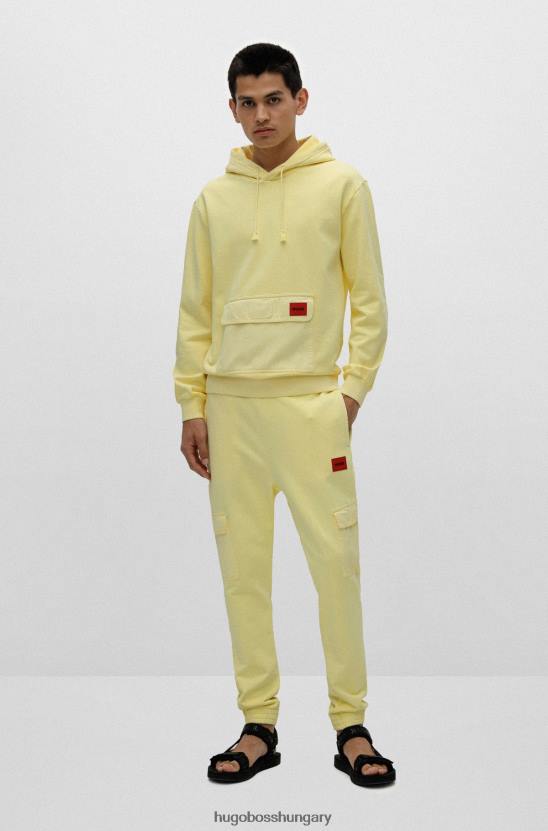 Hugo Boss hugo pamut kapucnis kapucnis füles zsebbel és napellenzővel, világossárga kapucnival 80P63993 halványsárga
