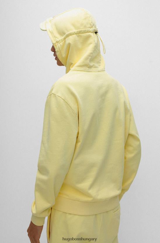 Hugo Boss hugo pamut kapucnis kapucnis füles zsebbel és napellenzővel, világossárga kapucnival 80P63993 halványsárga