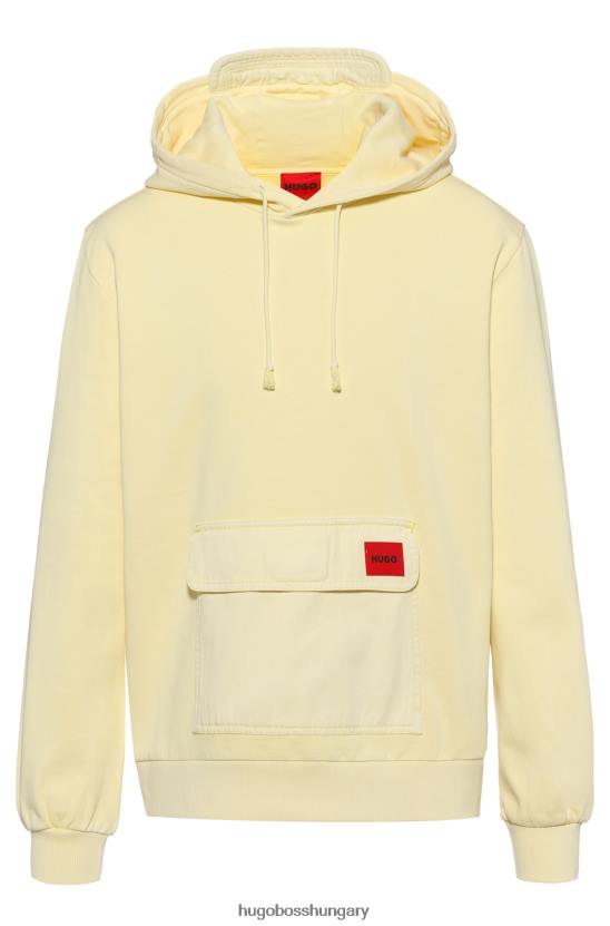 Hugo Boss hugo pamut kapucnis kapucnis füles zsebbel és napellenzővel, világossárga kapucnival 80P63993 halványsárga