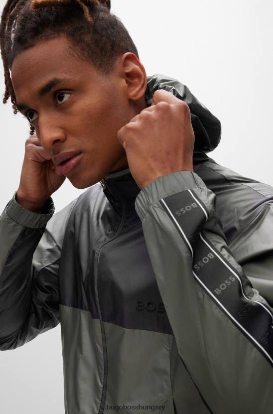 Hugo Boss hugo vízlepergető tréningruha logós részletekkel, sötétszürke 80P64471 sötétszürke