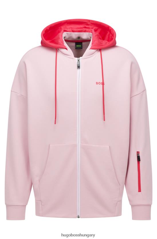 Hugo Boss hugo világos rózsaszín laza szabású pulóver levehető kontraszt kapucnival 80P64132 világos rózsaszín
