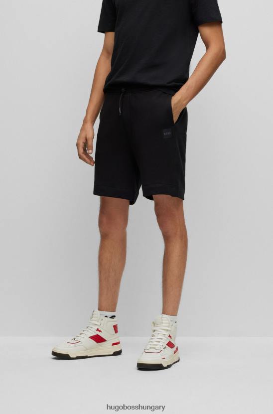 Hugo Boss hugo zsinóros rövidnadrág francia frottír pamutból fekete logóval 80P63931 fekete