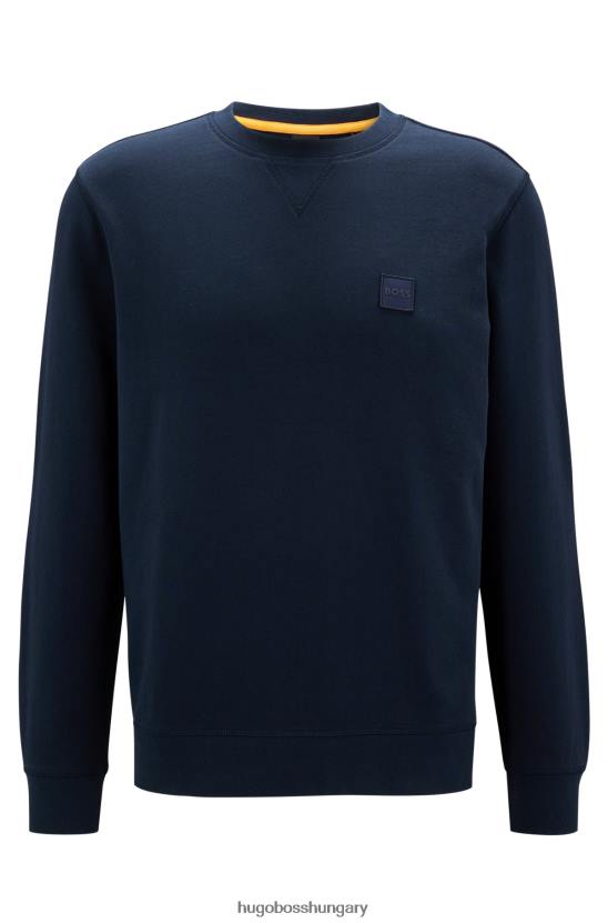 Hugo Boss laza szabású pamut pulóver hugo sötétkék logóval 80P6923 sötétkék