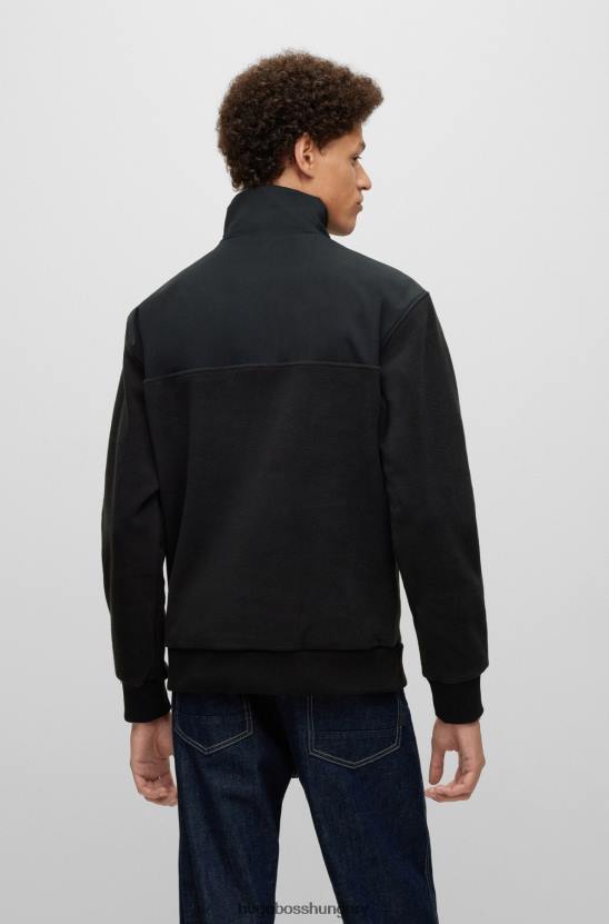 Hugo Boss laza szabású polár pulóver fekete hugo logóval 80P63046 fekete