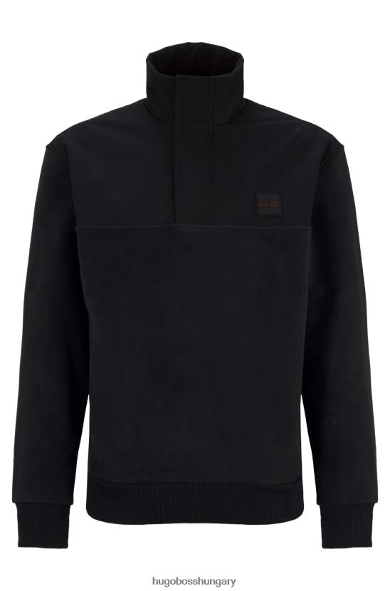 Hugo Boss laza szabású polár pulóver fekete hugo logóval 80P63046 fekete