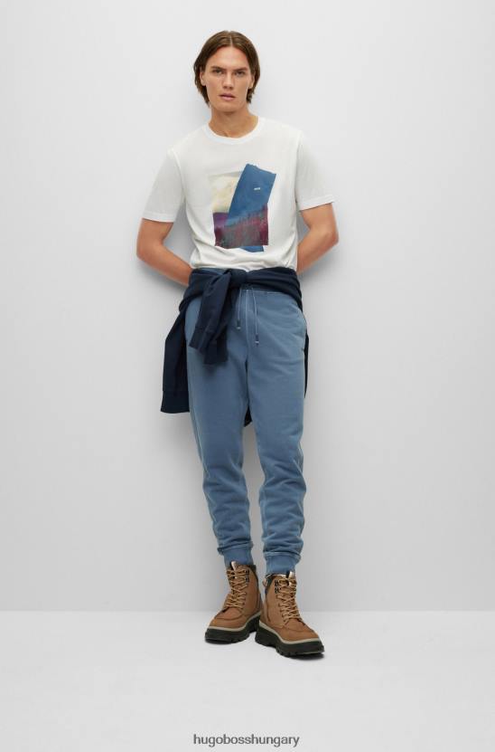 Hugo Boss laza szabású tréningnadrág francia frottír pamut hugo kék színben 80P64214 kék