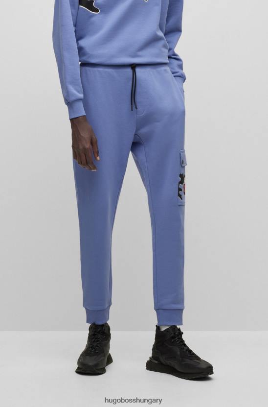 Hugo Boss lila pamut frottír tréningnadrág terepszínű hugo grafikával 80P64435 lila