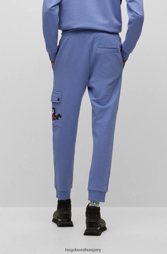 Hugo Boss lila pamut frottír tréningnadrág terepszínű hugo grafikával 80P64435 lila