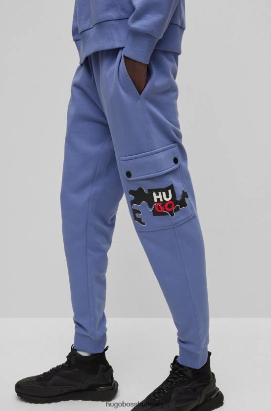 Hugo Boss lila pamut frottír tréningnadrág terepszínű hugo grafikával 80P64435 lila