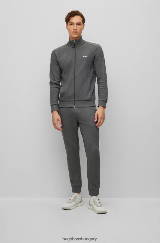 Hugo Boss normál szabású logós tréningruha, kétoldalas pamut szürke hugo színben 80P61045 szürke