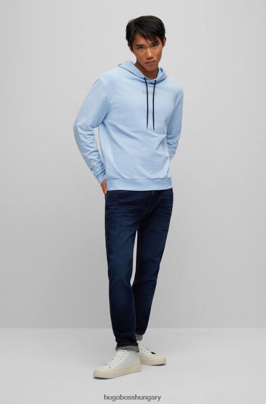 Hugo Boss pamut frottír kapucnis pulcsi logóval és hugo világoskék grafikával 80P63477 világoskék