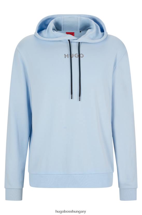 Hugo Boss pamut frottír kapucnis pulcsi logóval és hugo világoskék grafikával 80P63477 világoskék