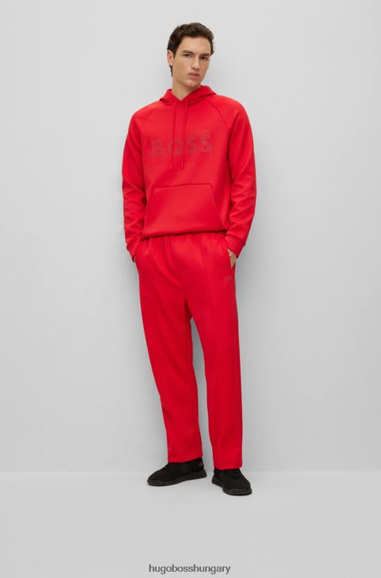 Hugo Boss piros hugo stretch-interlock laza szabású pulcsi strasszos logóval 80P63966 piros