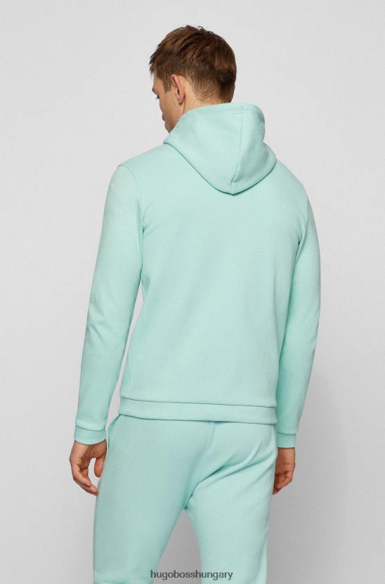 Hugo Boss világoszöld cipzáras kapucnis pulóver biopamutból, hugo logóval 80P61012 világos zöld