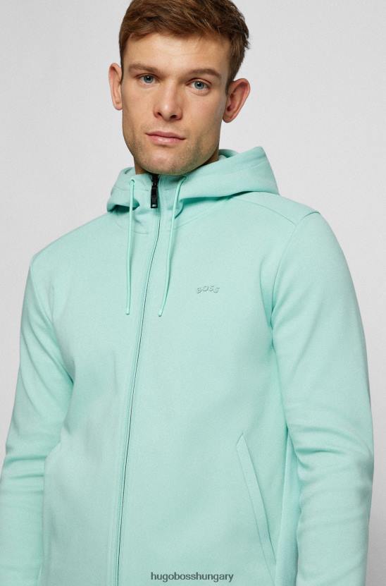 Hugo Boss világoszöld cipzáras kapucnis pulóver biopamutból, hugo logóval 80P61012 világos zöld