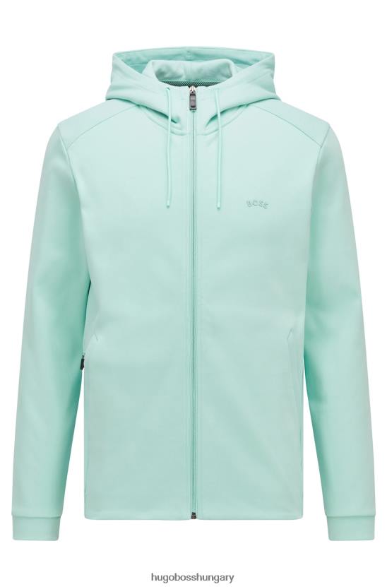 Hugo Boss világoszöld cipzáras kapucnis pulóver biopamutból, hugo logóval 80P61012 világos zöld