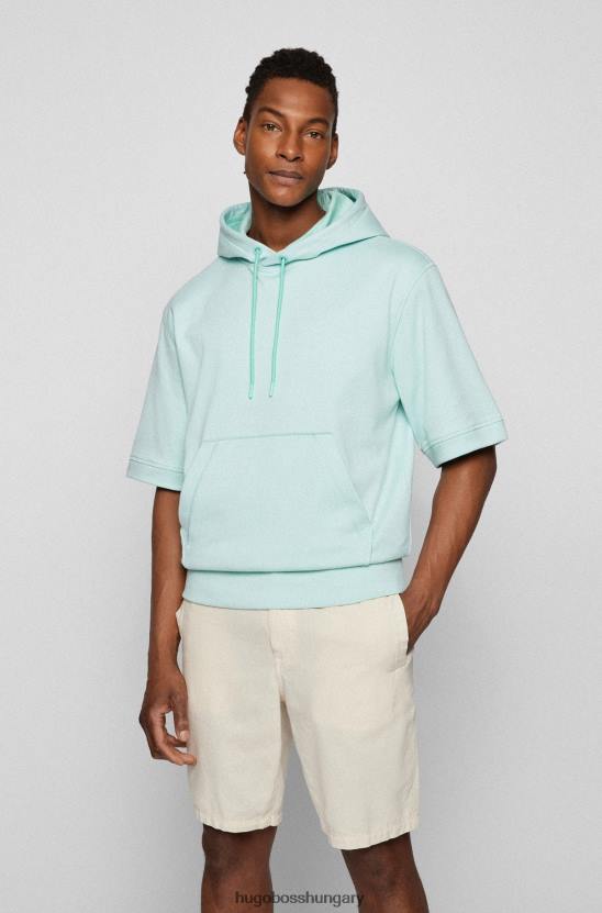 Hugo Boss világoszöld hugo sztreccs pamut kapucnis pulóver rövid ujjal 80P64137 világos zöld