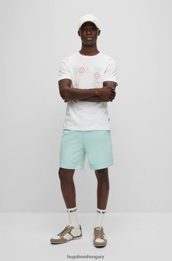 Hugo Boss világoszöld sztreccs pamut rövidnadrág moulinã© hatással és állítható húzózsinórral hugo 80P64341 világos zöld