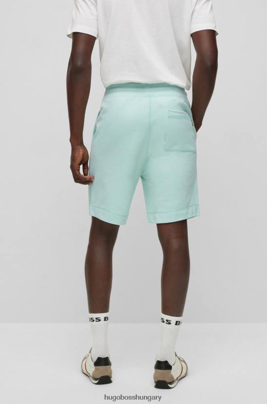 Hugo Boss világoszöld sztreccs pamut rövidnadrág moulinã© hatással és állítható húzózsinórral hugo 80P64341 világos zöld