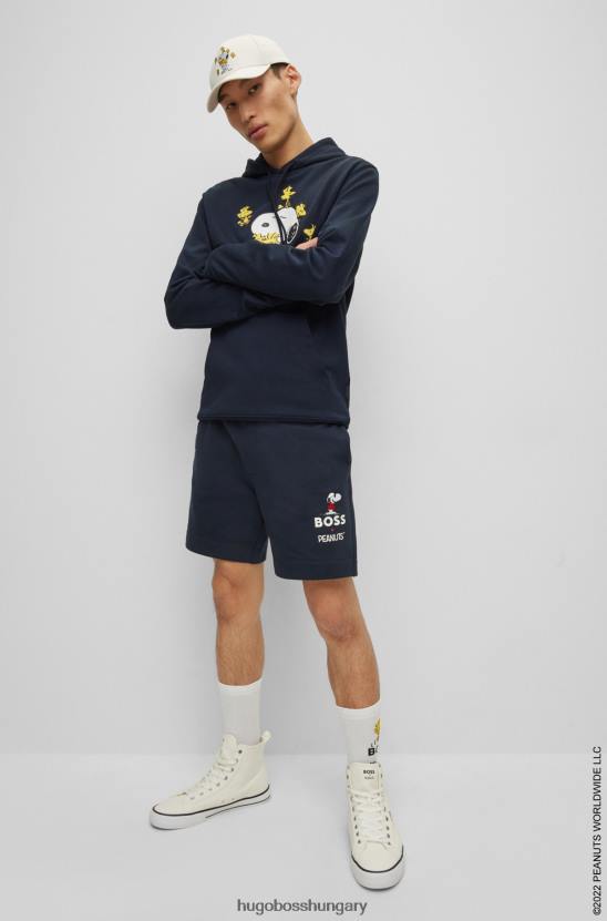 Hugo Boss x földimogyorós kapucnis, nagy szabású, francia frottírból készült kapucnis, exkluzív műalkotásokkal 80P61192 sötétkék