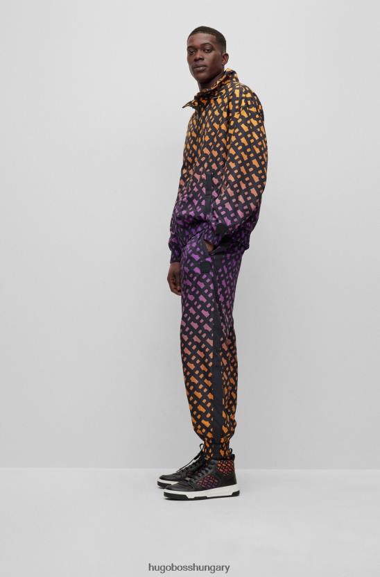 Hugo Boss x khaby laza szabású cipzáras pulóver színátmenetes monogramokkal 80P64066 mintás