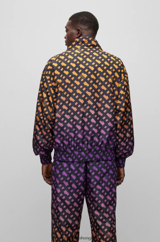 Hugo Boss x khaby laza szabású cipzáras pulóver színátmenetes monogramokkal 80P64066 mintás