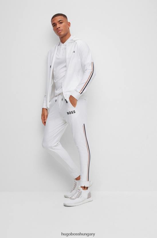 Hugo Boss x matteo berrettini logós kapucnis pulóver teljesítmény-sztreccs anyagból 80P63738 fehér