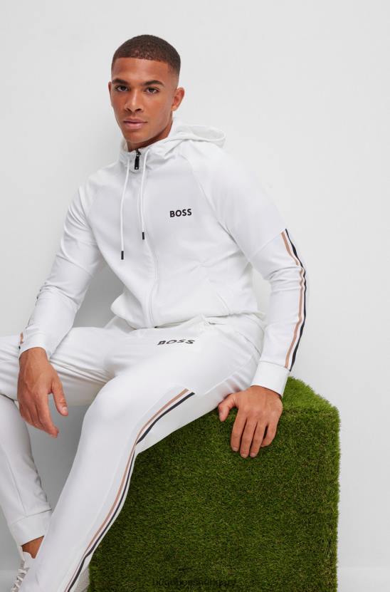 Hugo Boss x matteo berrettini logós kapucnis pulóver teljesítmény-sztreccs anyagból 80P63738 fehér